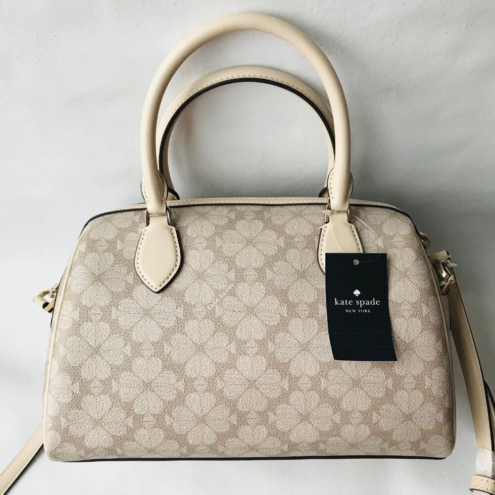 KATE SPADE Signature Spade Flower pv Large Duffle Crossbody Tote Bag $429 - Picture 3 of 10